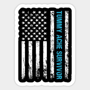 Tummy Ache Survivor USA American Flag Sticker